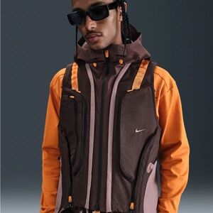 Nike Men's Vest in Brown and Orange